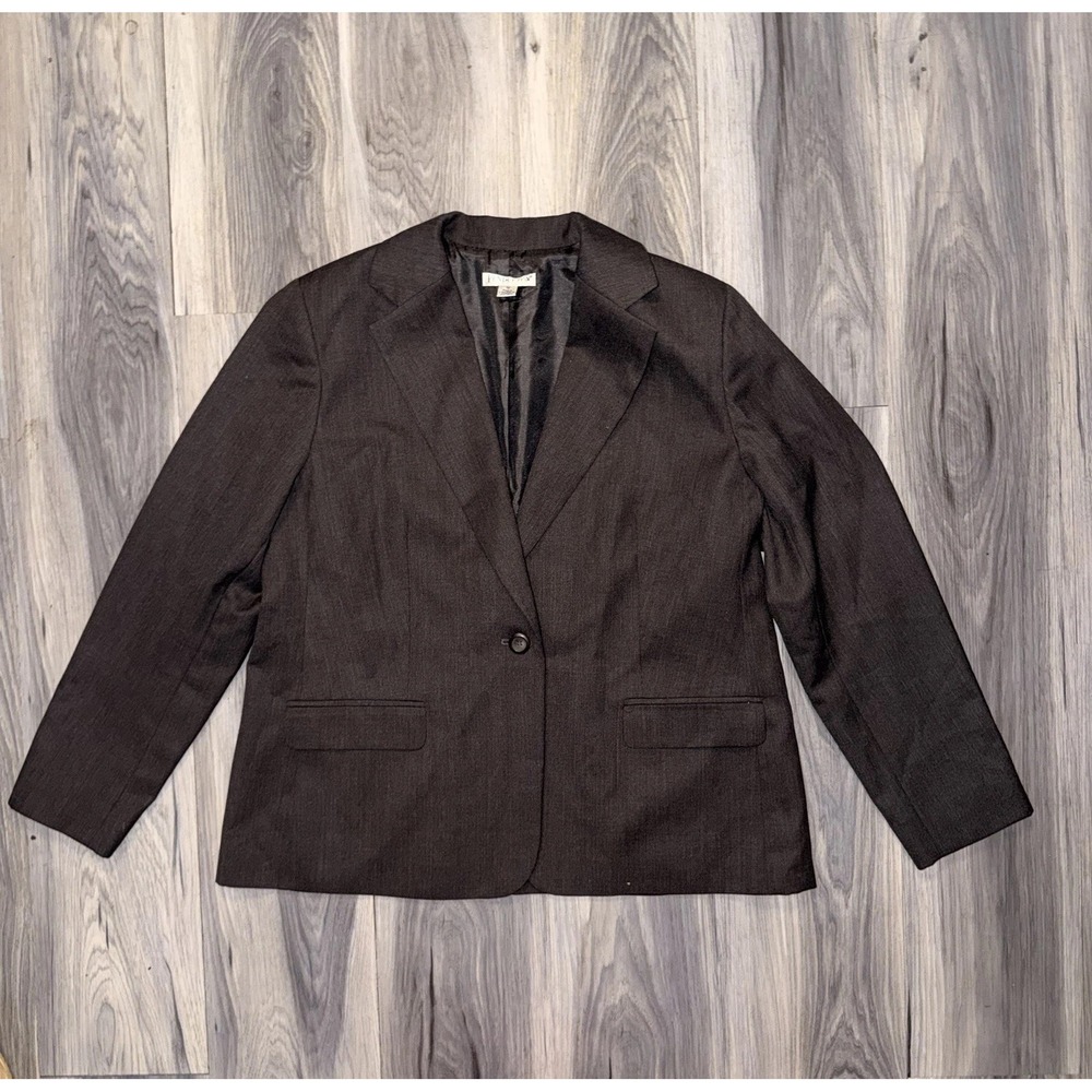 Pendleton Petites Blazer 18 Petite Gray Wool Single Button Suit Jacket Career